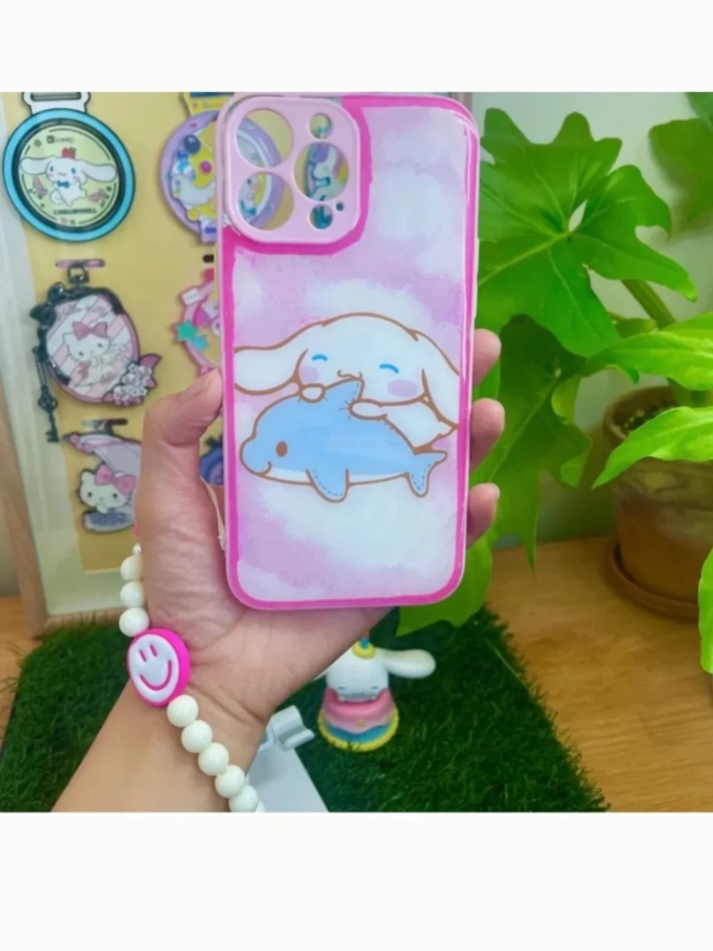 iPhone 13promax cartoon case,Handmade case with free gift beads chain
